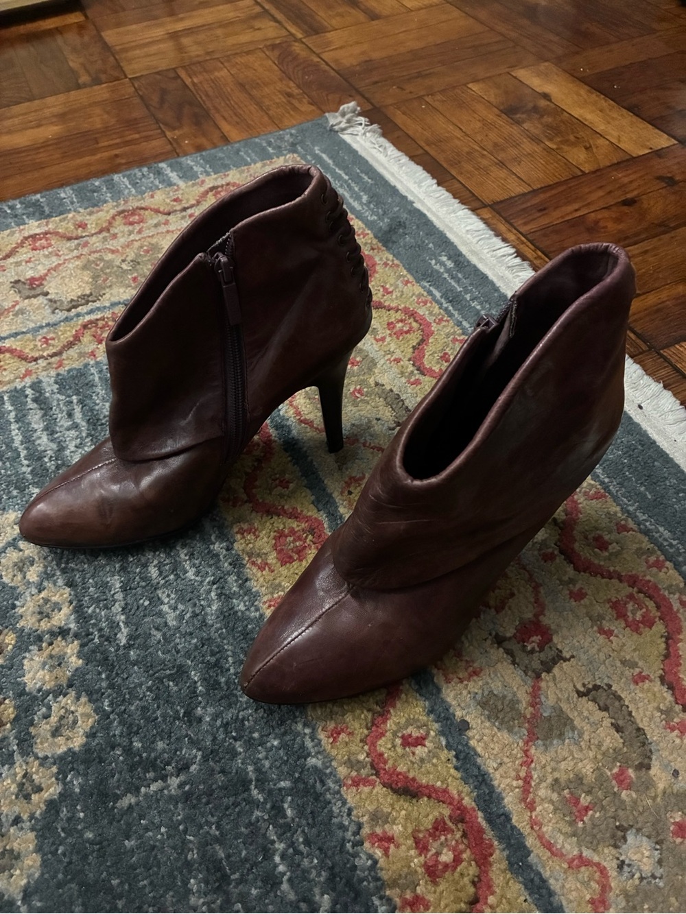 Anne Klein Dark Brown Pointed Toe Ankle Booties